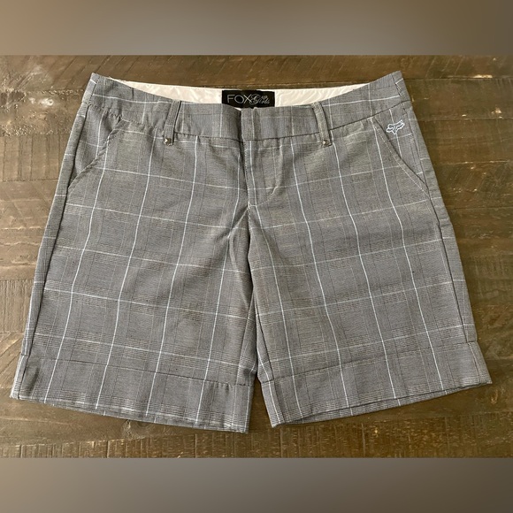 Fox Pants - WORN ONCE Fox Girls Racing Long Plaid Shorts Sz 9